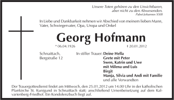 Traueranzeige von Georg Hofmann von Pegnitz-Zeitung